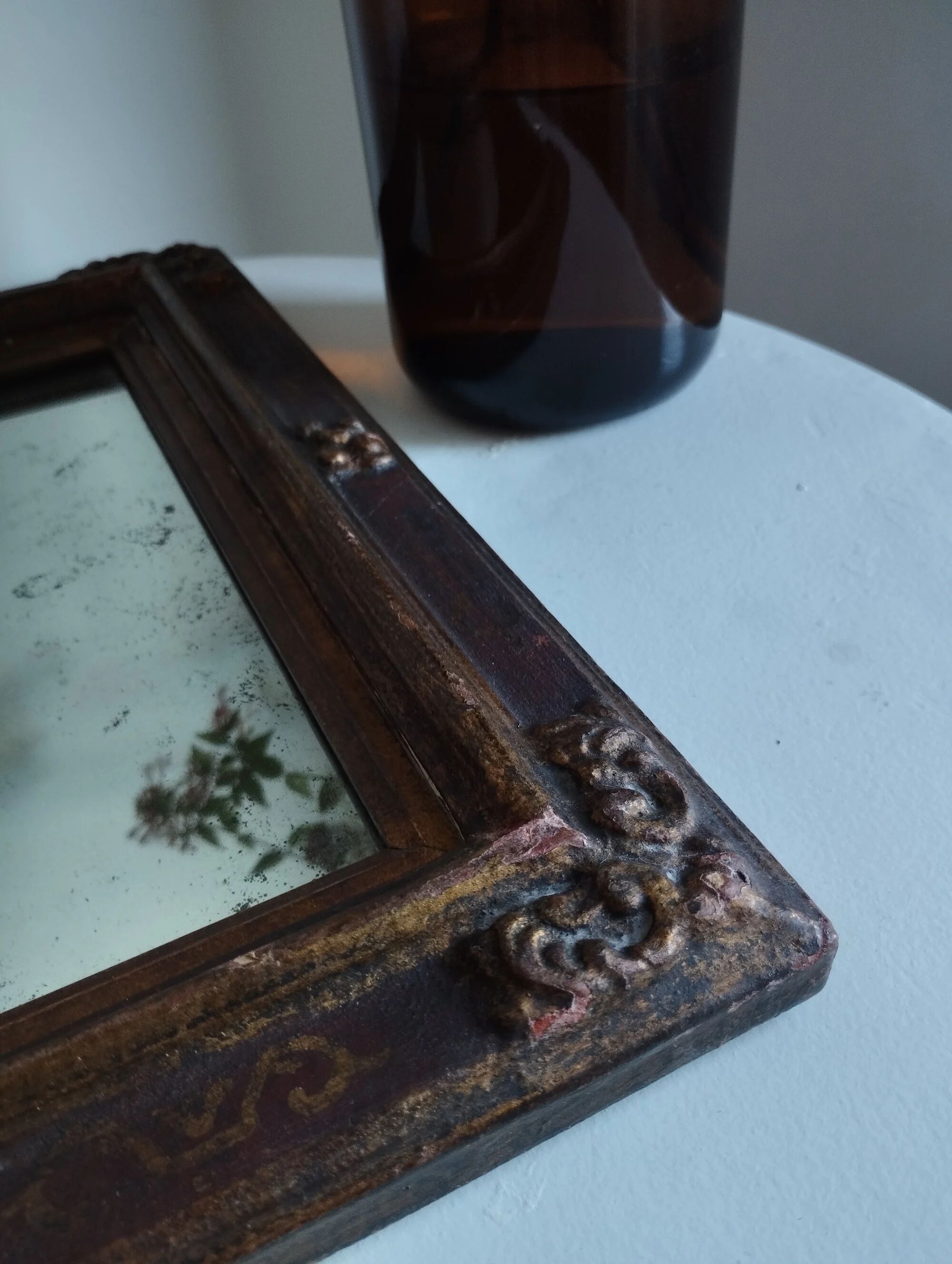 Small rectangular mirror with mercury glass "Leluc"