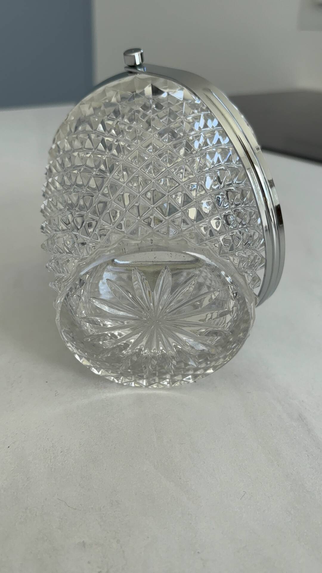 Vintage glass ice bucket – ice tray with metal handles