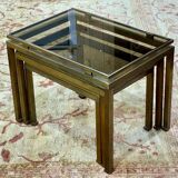 Set of 3 brass nesting tables by Guy Lefevre for Maison Jansen