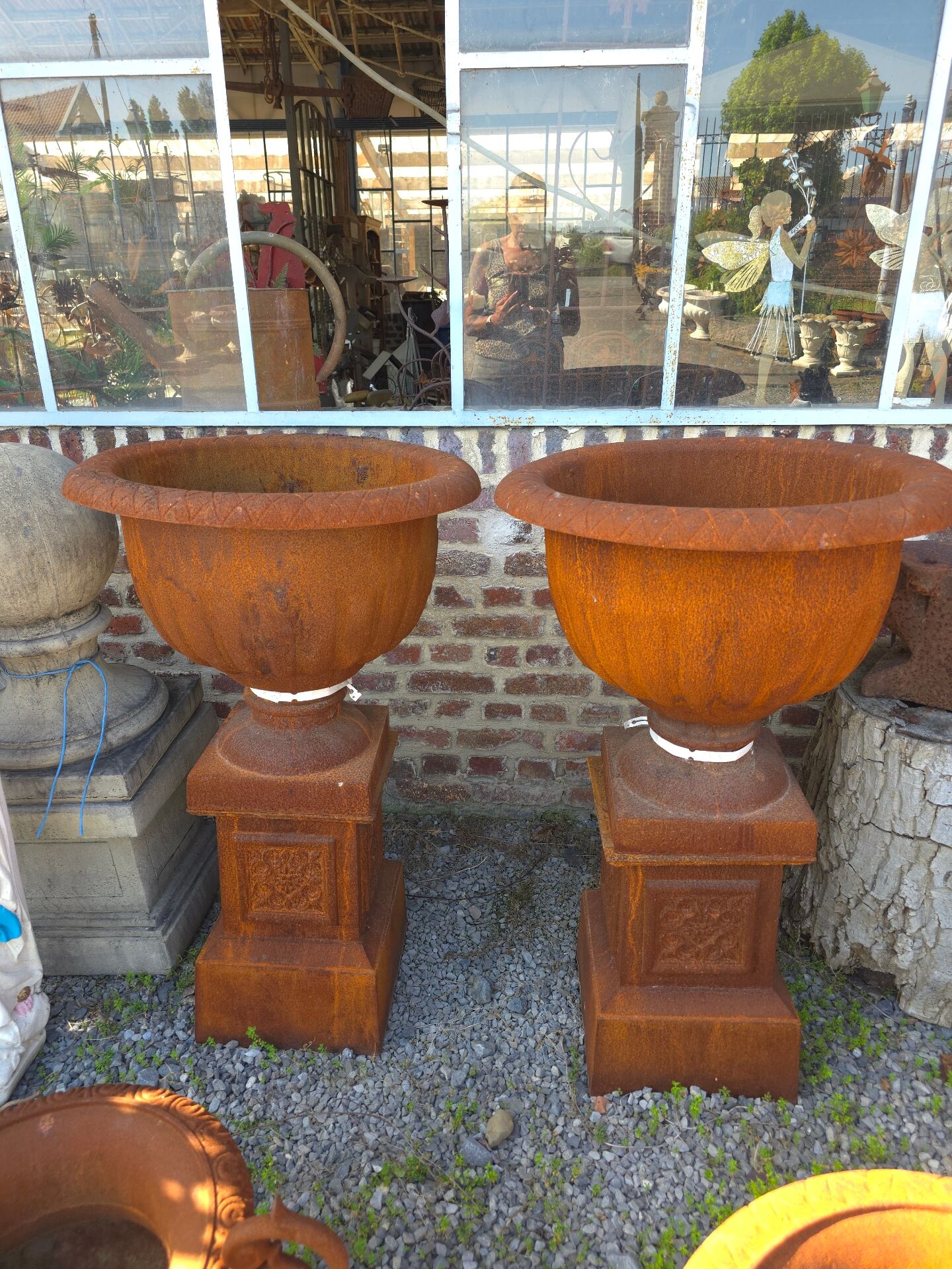 Medical vases with cast iron bases (the pair)