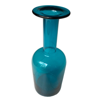 Vase vintage bleu turquoise 25 cm par Otto Brauer pour Holmegaard, Danemark 1960
