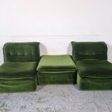 Pair of modular armchairs with ottoman, 70s