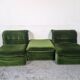 Paire de fauteuils modulables avec ottoman années 70