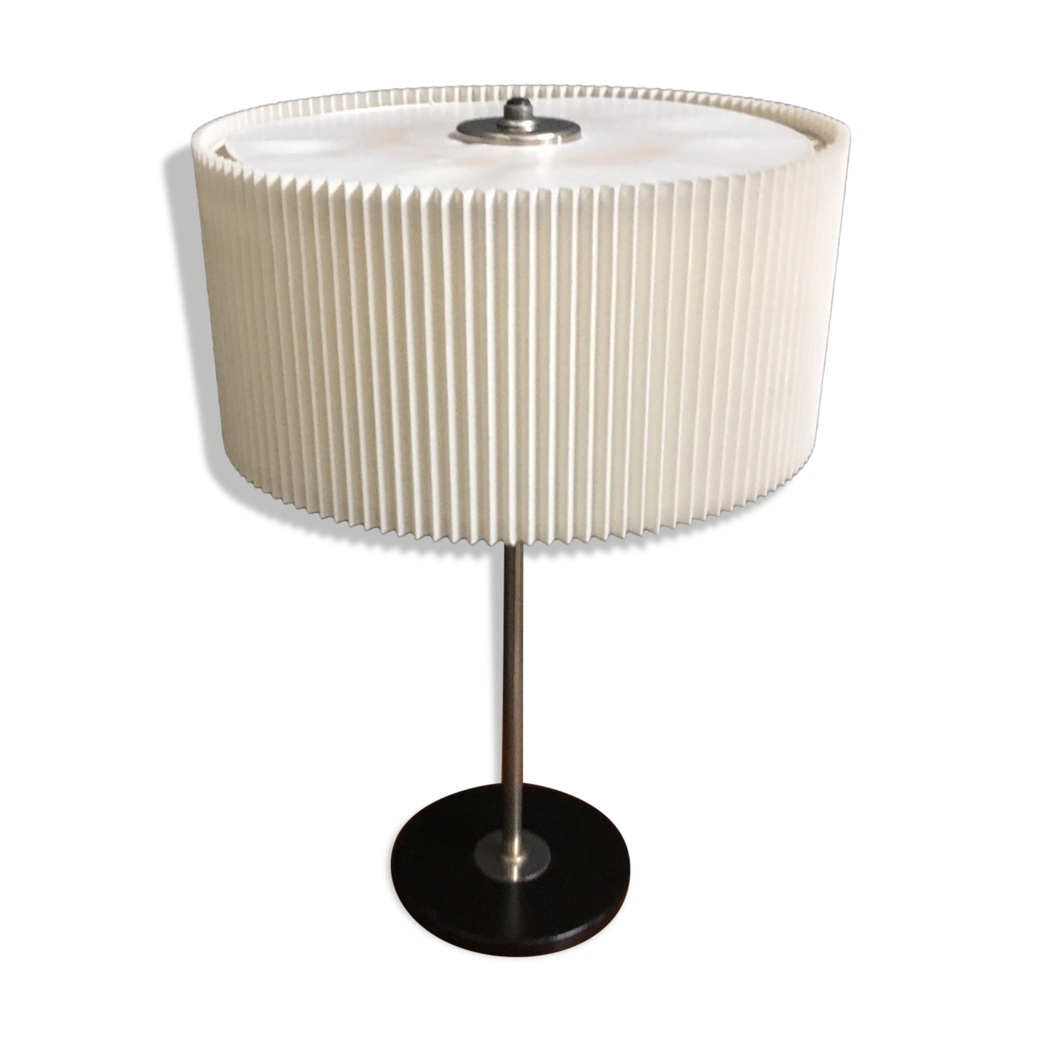 1960s table lamp with a white plissee shade, adjustable in height MCM