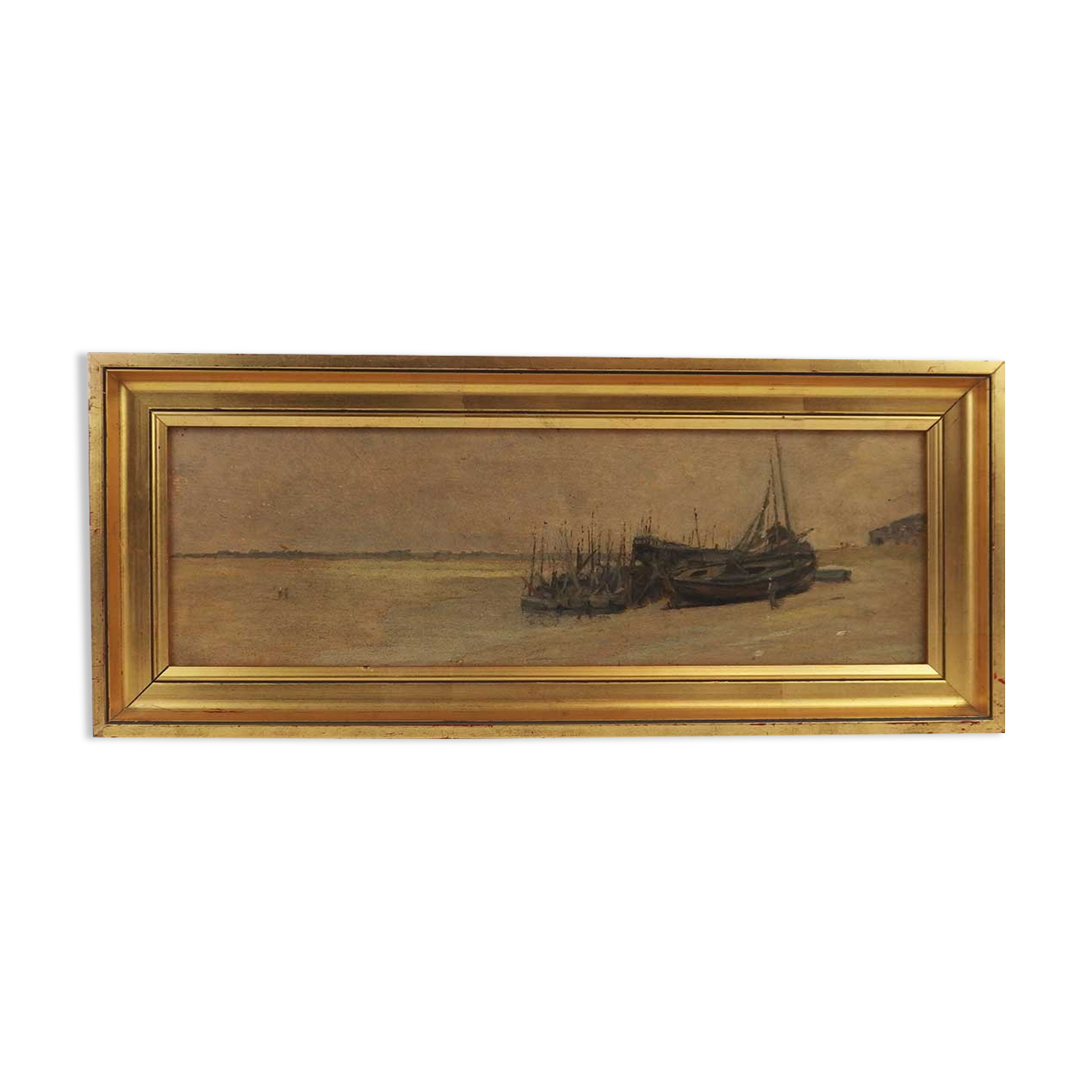 Painting depicting a maritime landscape