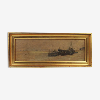 Painting depicting a maritime landscape
