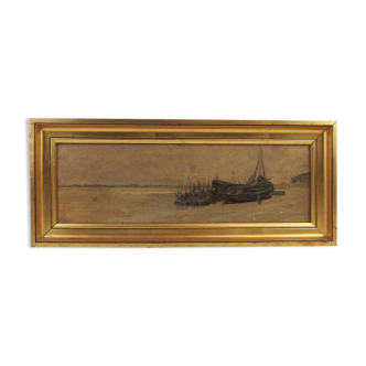 Painting depicting a maritime landscape