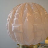Lampe art déco rose pied en cristal taillé