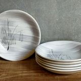 Six assiettes céramique Niderviller service "Chatons" années 50.