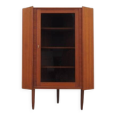 Vitrine d'angle en teck danois sur pieds coniques, années 1960