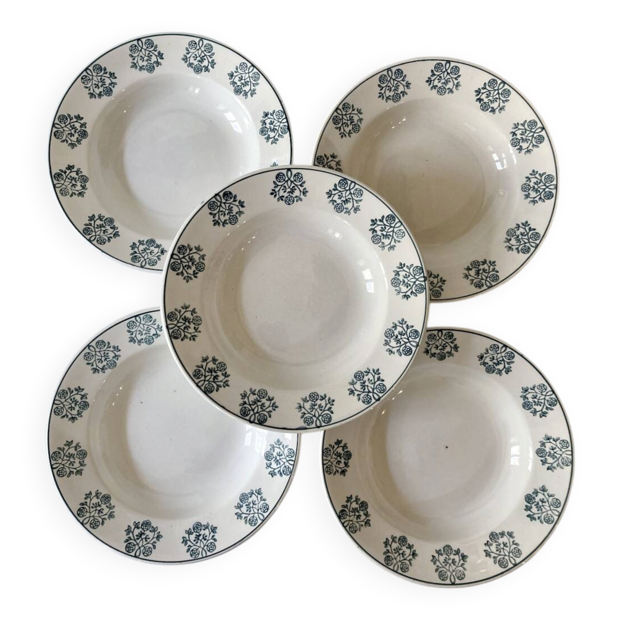 5 deep plates, Sarreguemines, René model