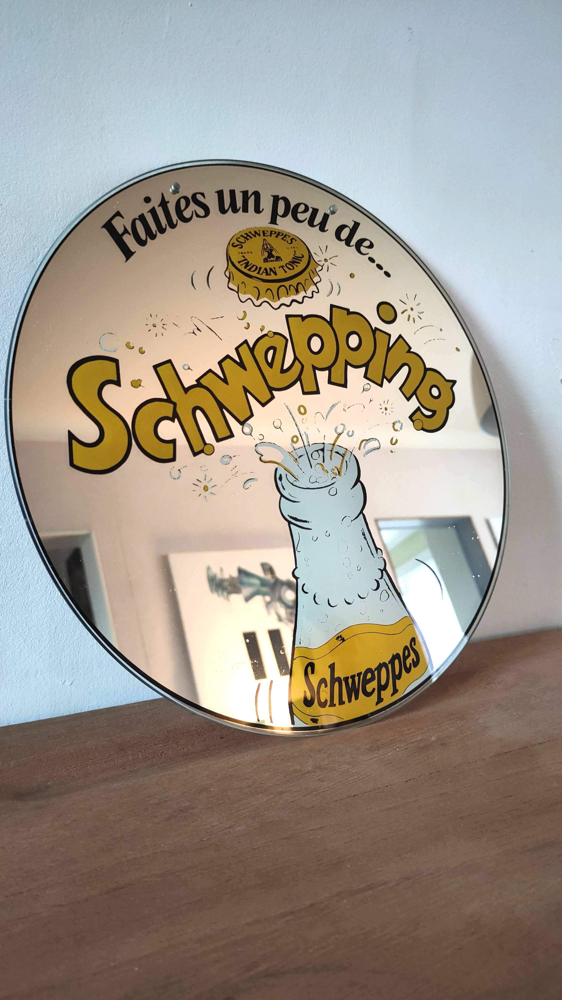 Vintage Schweppes advertising mirror