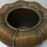 Large Mid-Century Modern Rattan Bamboo Cachepot Plant Holder, 1970s