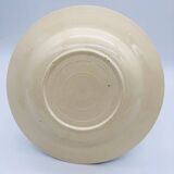 6 assiettes creuses avec de fin décor de liserés bleu et brun.