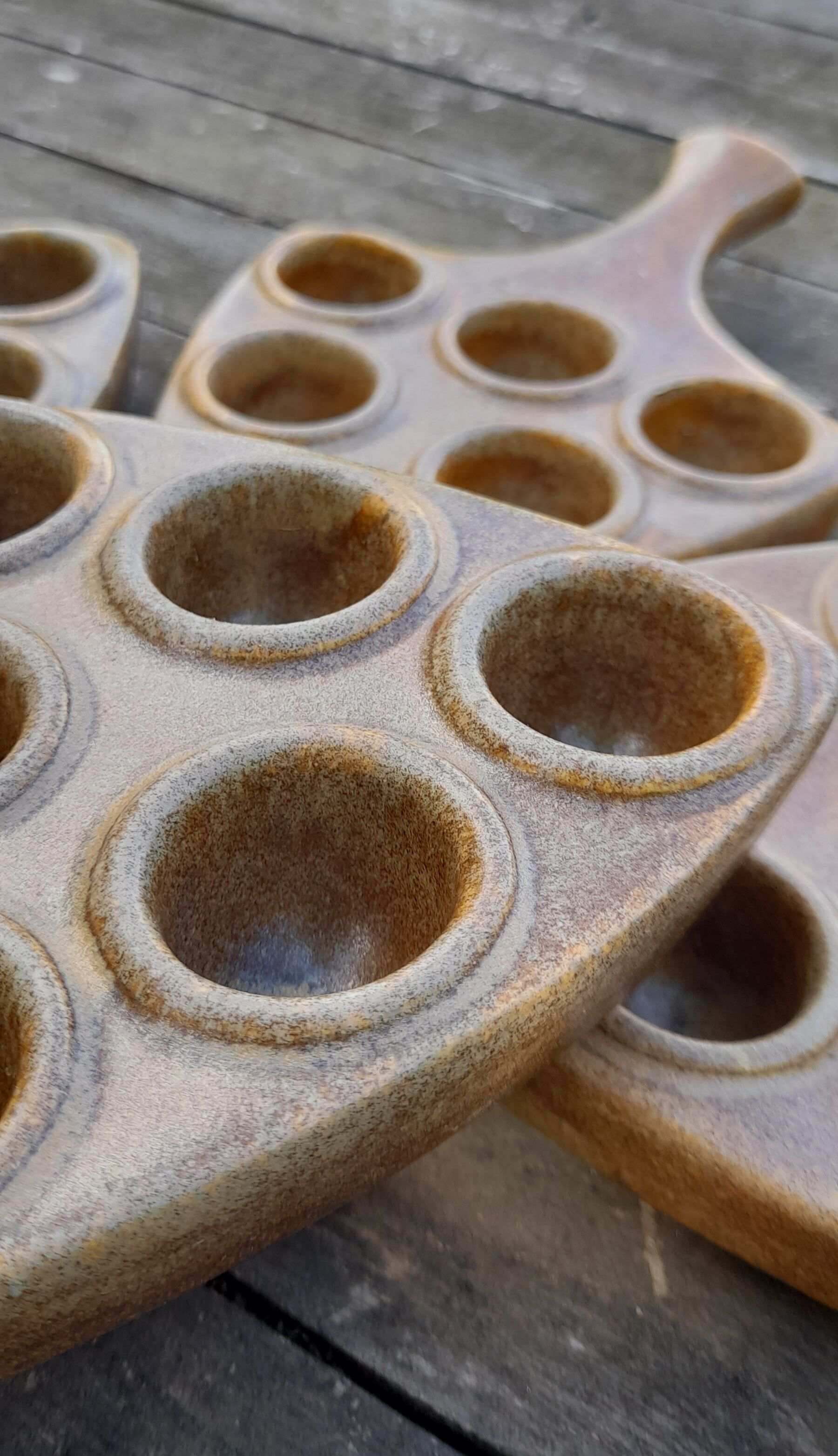 Set of 6 dishes/pans/snail pans, in Digoin Crespots sandstone - Vintage