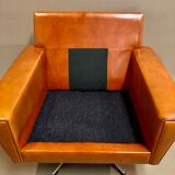 Swivel armchair leather Scandinavian design 1950.