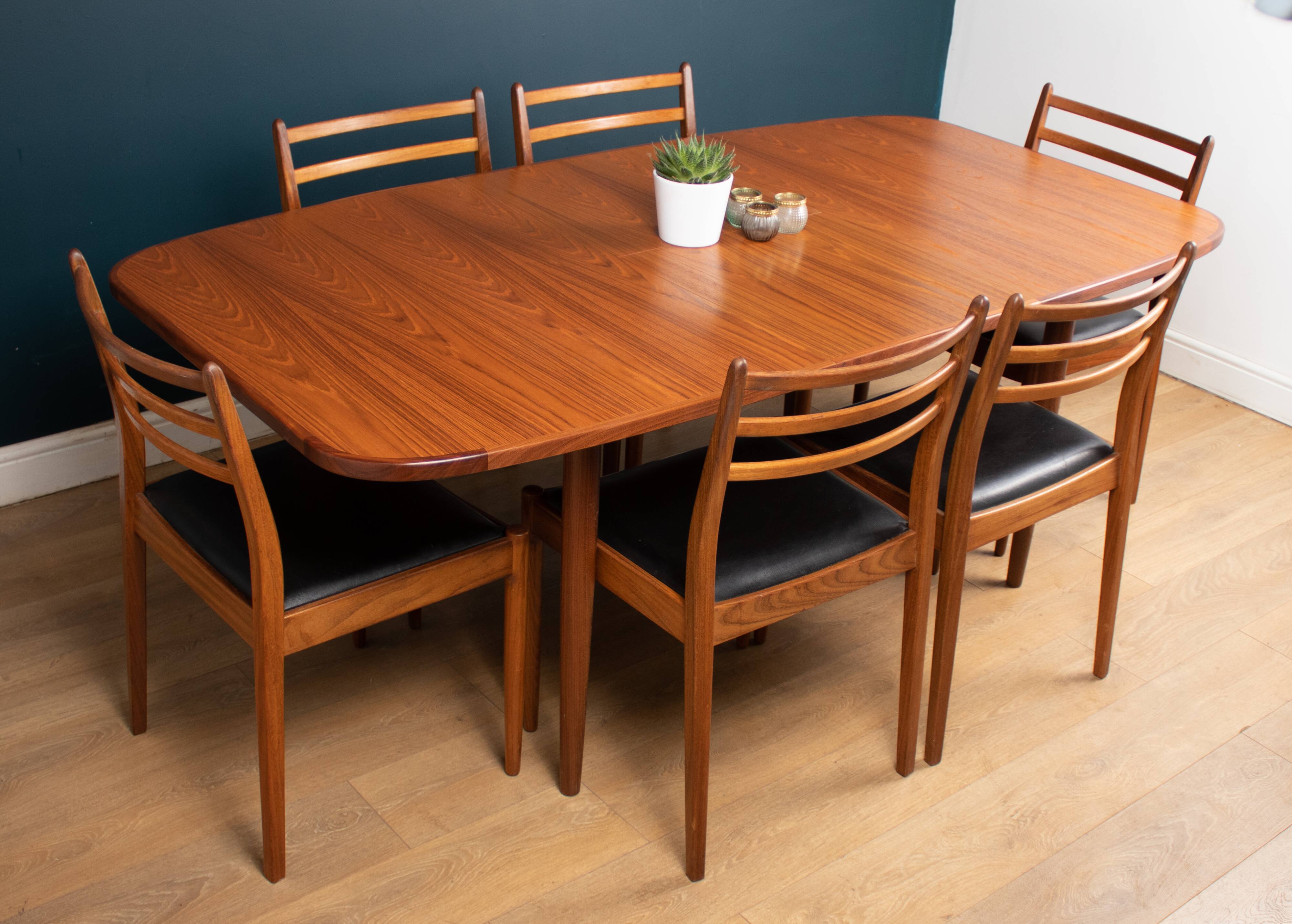 Retro Teak 1960s G Plan Fresco Dining Table & 6 Six Chairs By Victor Wilkins