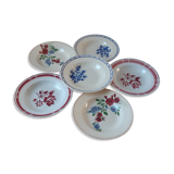 Set of 6 mismatched hollow plates Digoin and Badonviller