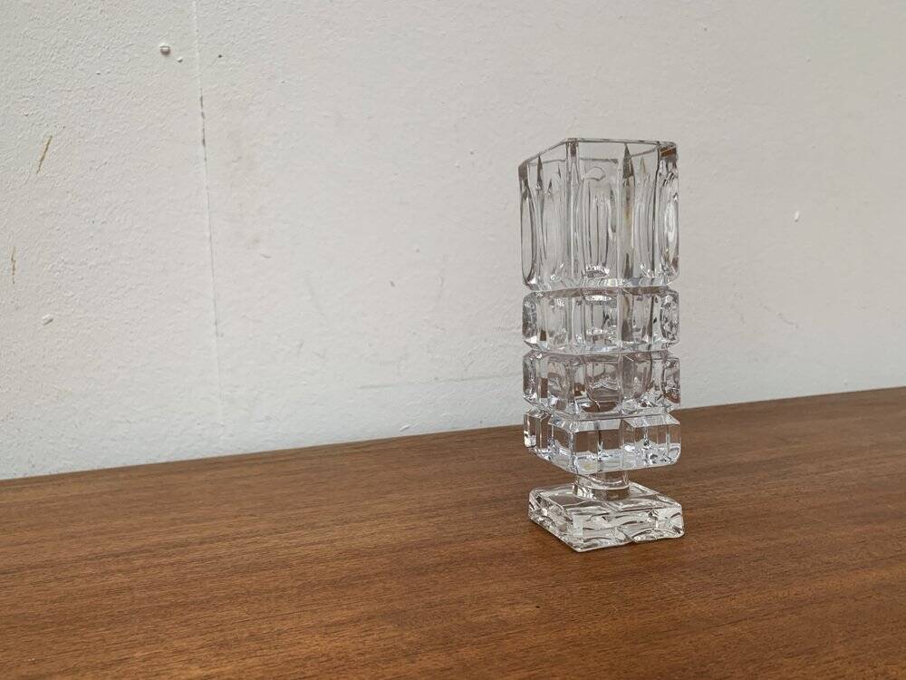 Vintage German Lead Crystal Block Vase, 1970s