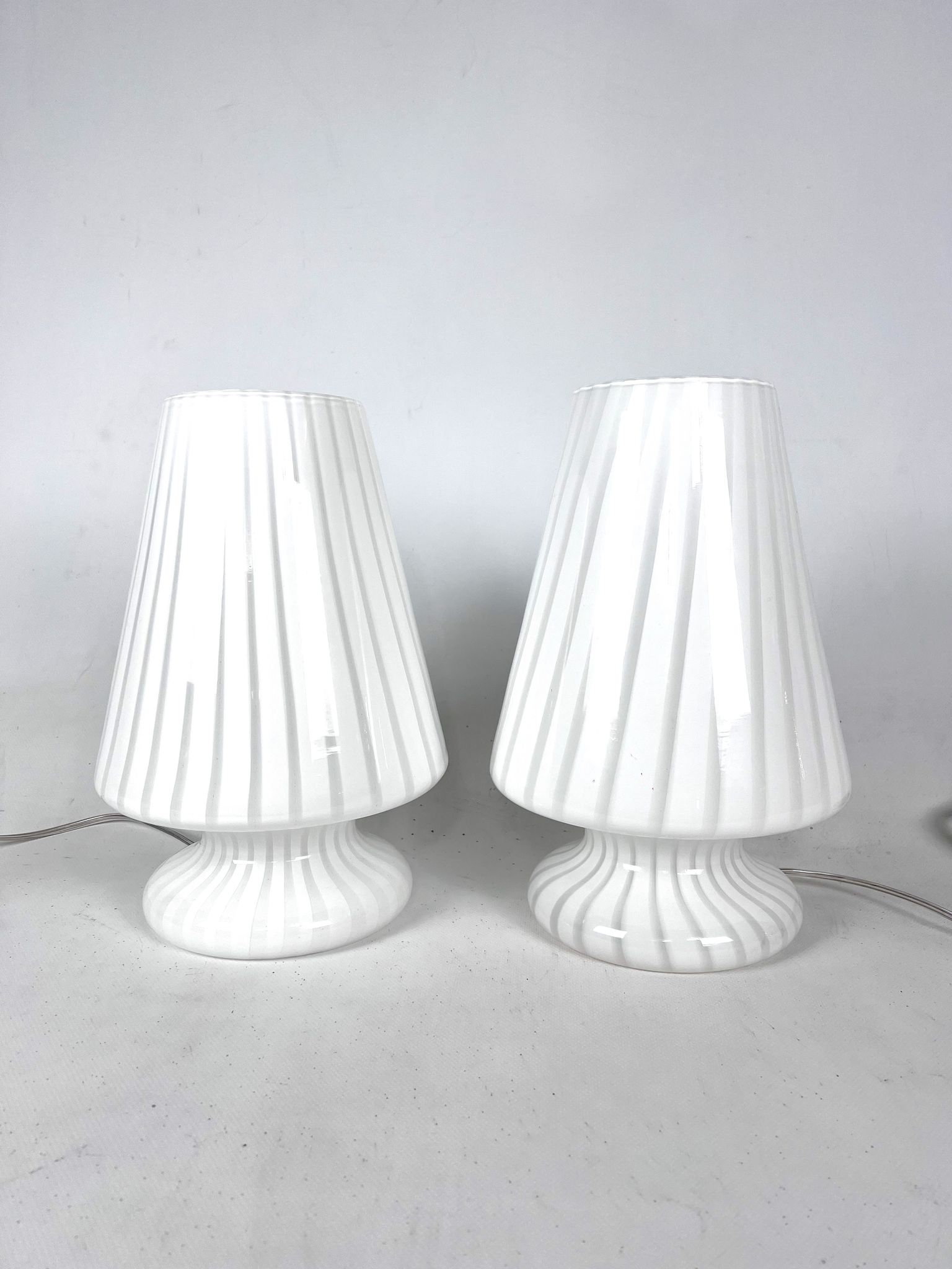 Vintage set of two postmodern Murano glass table lamps from 70s
