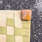 Banc en hêtre avec assise en tissu à carreaux Italie années 1950