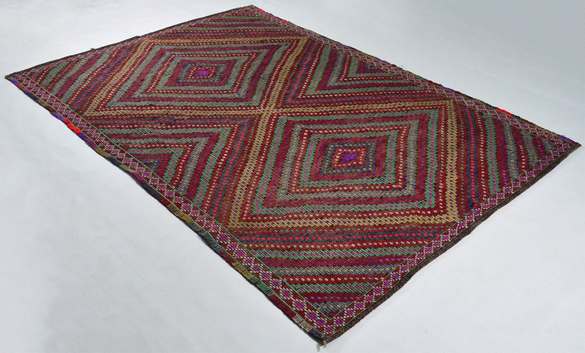 Anatolian handmade kilim rug 284 cm x 196 cm