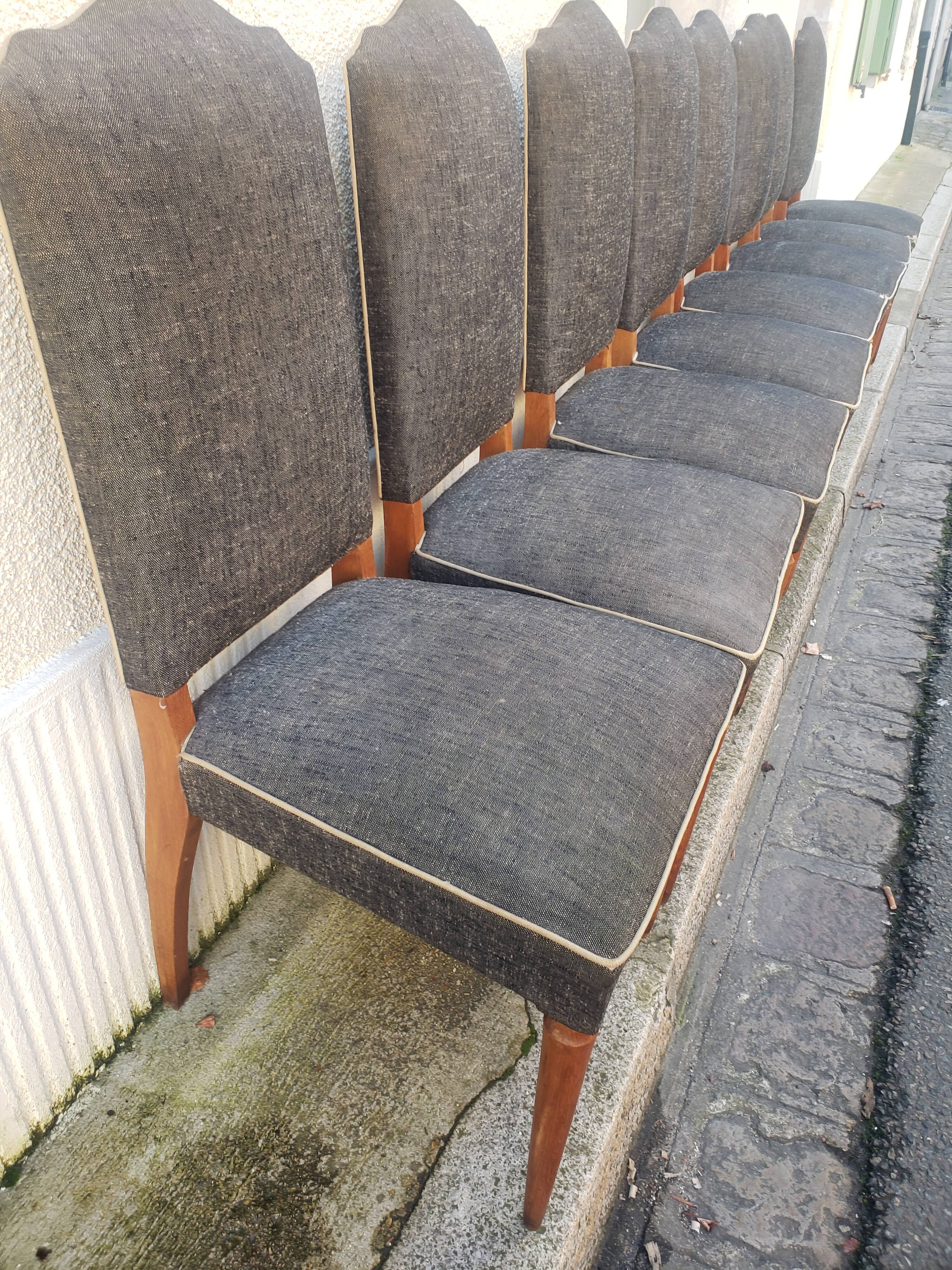 8 vintage chairs lined grey black