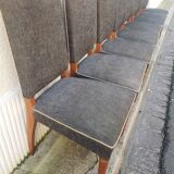 8 vintage chairs lined grey black