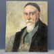 Old portrait of man painted on wooden panel