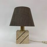 Travertine table lamp with golden details, 1970’s