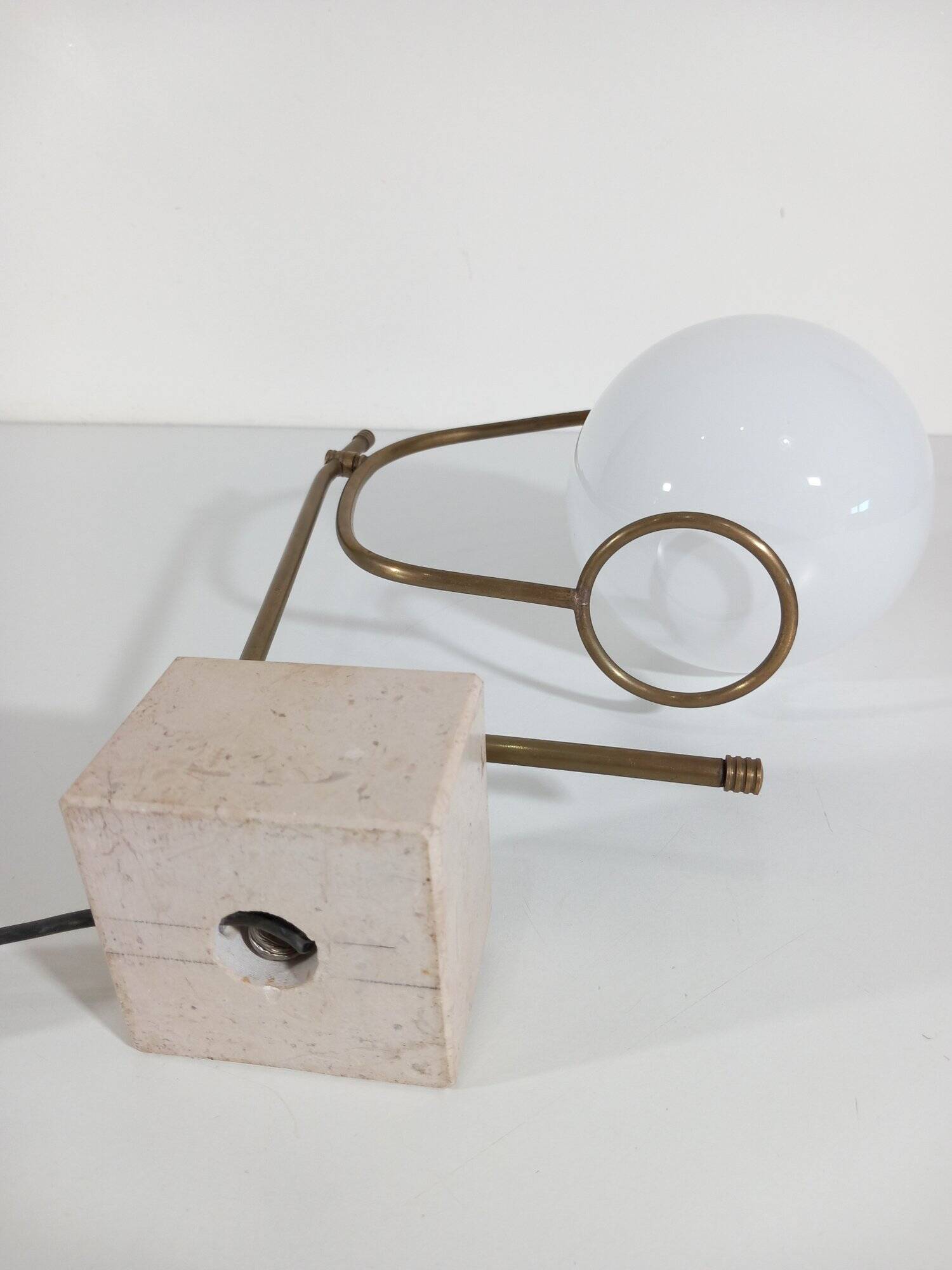 Large Vintage Table Lamp • Marble Base • Brass • 1970-1980