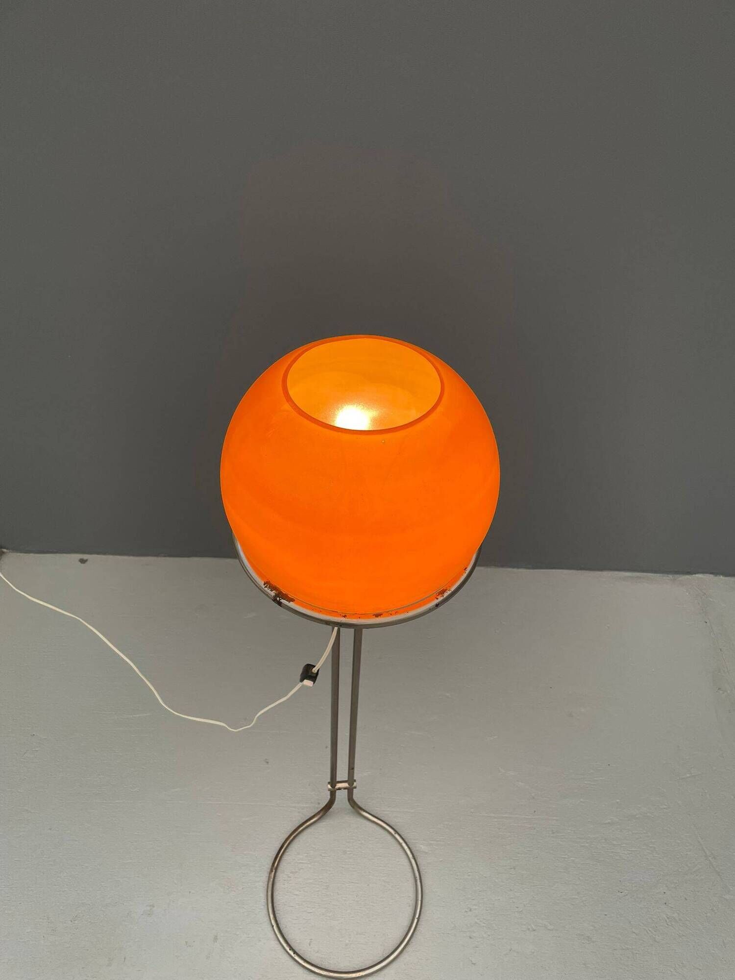 Atomic age Orange glass floor lamp by Tibor Hazi, Hungary, 1973