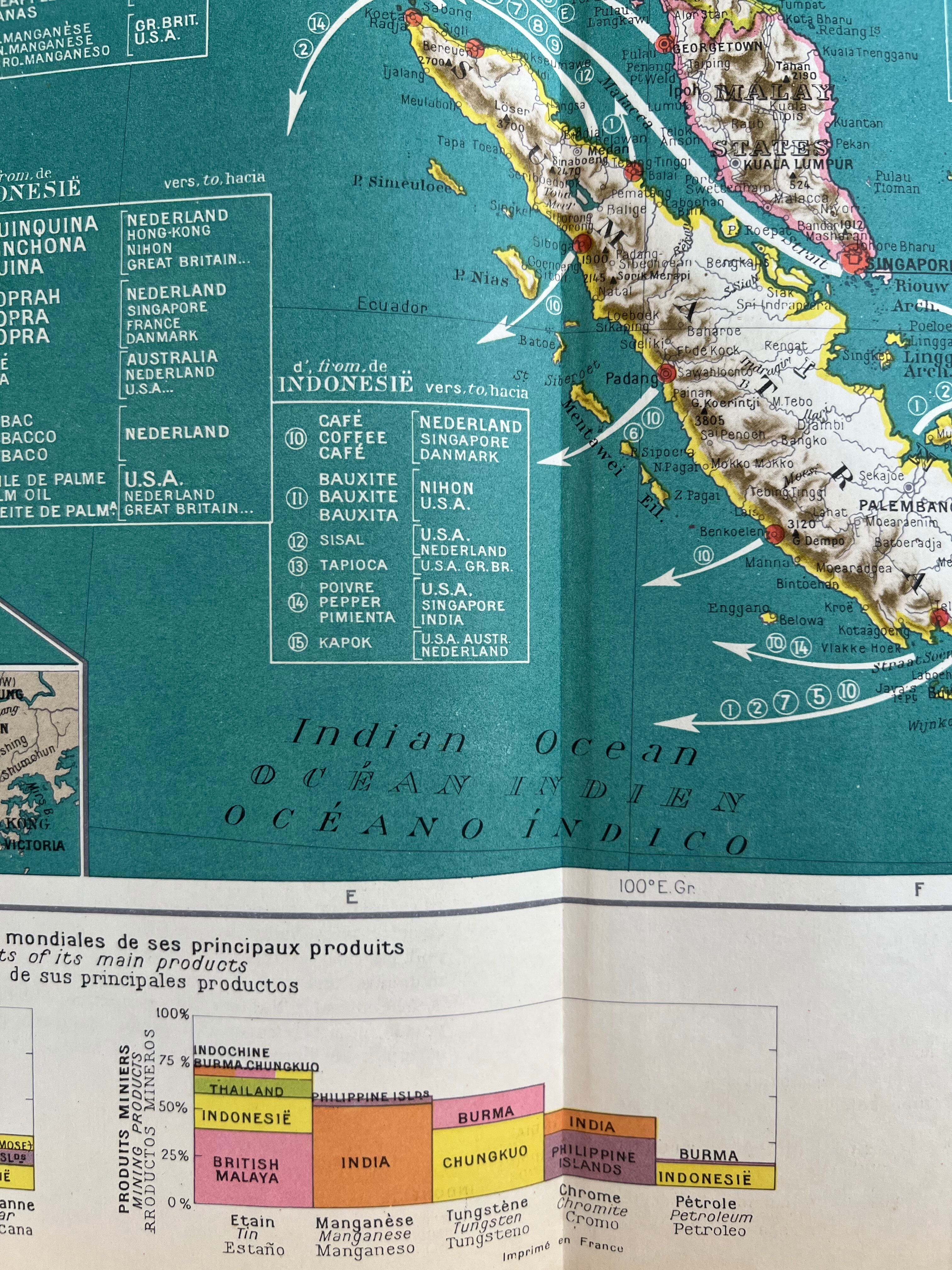 Old map of Southeast Asia — Trade routes | India, Indochina