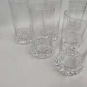 6 orangeade glasses, crystal water, 1970s