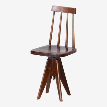 Brown mid-century beech swivel chair, 1960s