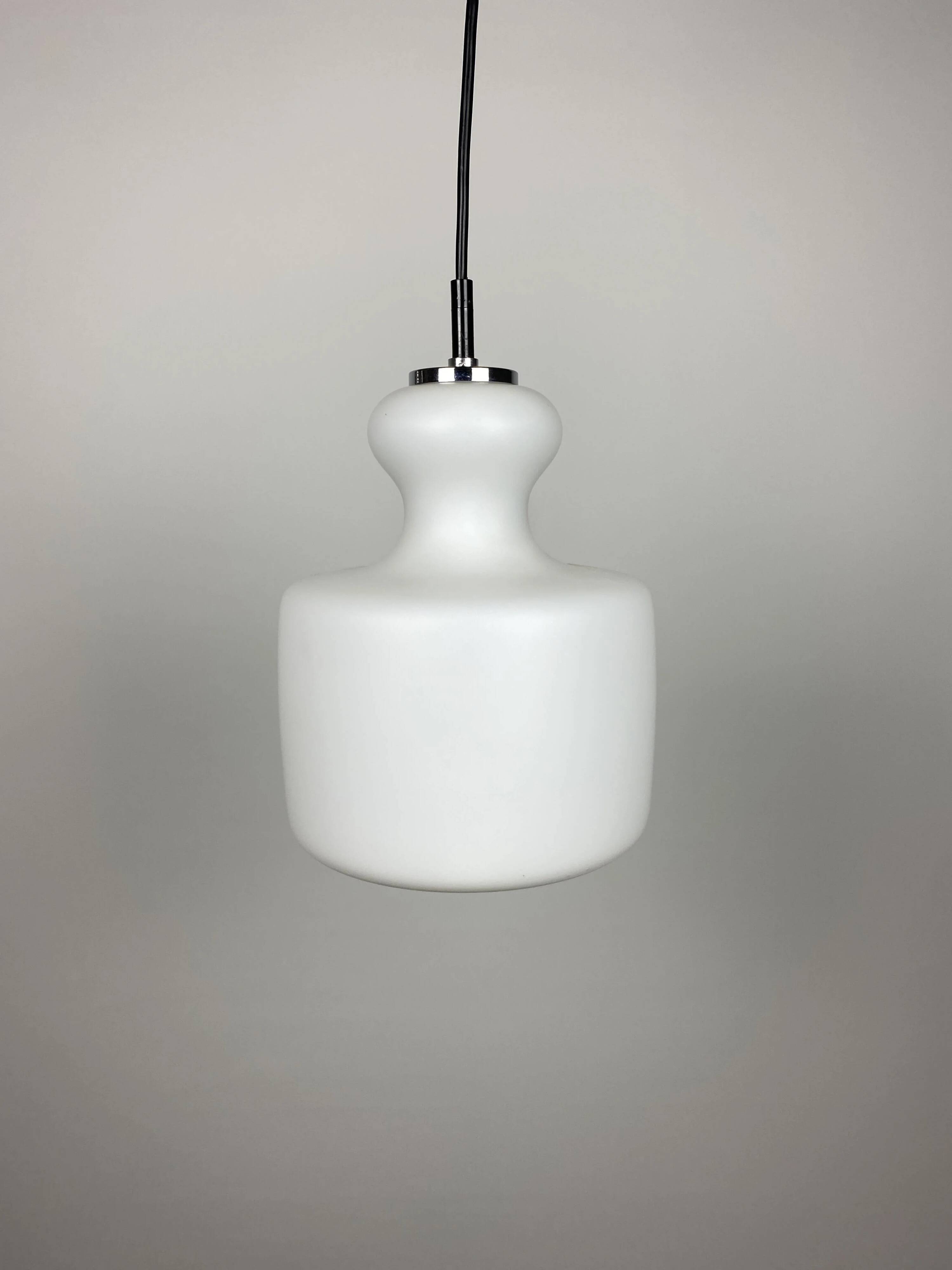 Frosted white glass pendant by Peill and Putzler 1960