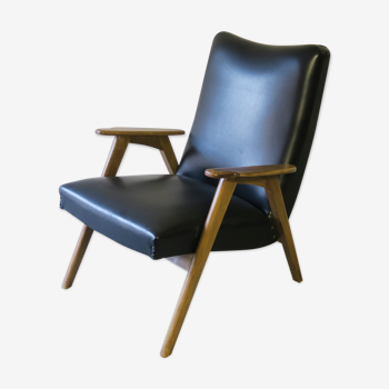 Fauteuil en skaï années 60