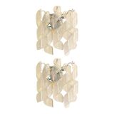 Set of Two Transparent “Ricci” Murano Glass Wall Sconces in Mazzega Style