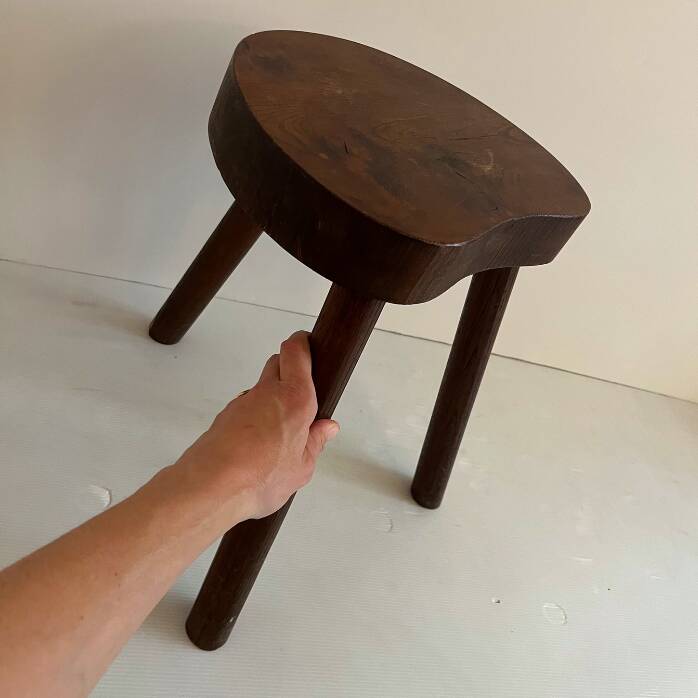 Tabouret Ancien En Bois Recyclé Bleu/vert – Fait Main