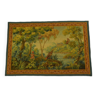 Tapisserie française ancienne Aubusson "Verdure claire" 190 x 120