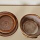 brown and white glazed stoneware sugar bowl