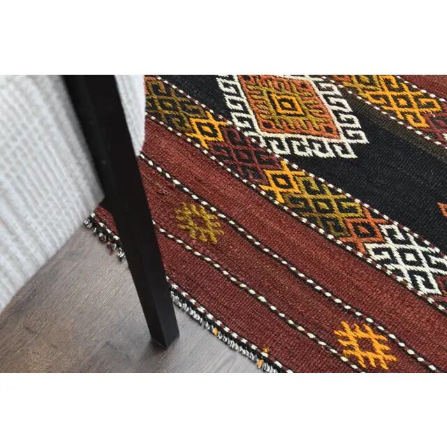 Vintage Turkish Oushak handmade wool cotton red area rug 178x335