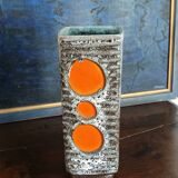 Vase Strehla 1970 Allemagne fat lava et taches oranges