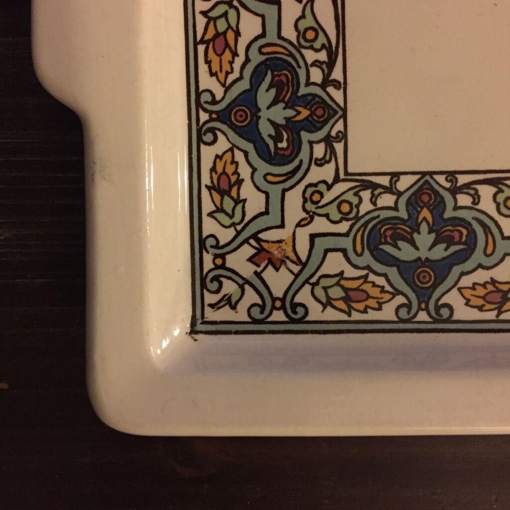 Rectangular dish beige ornate Sarreguemines