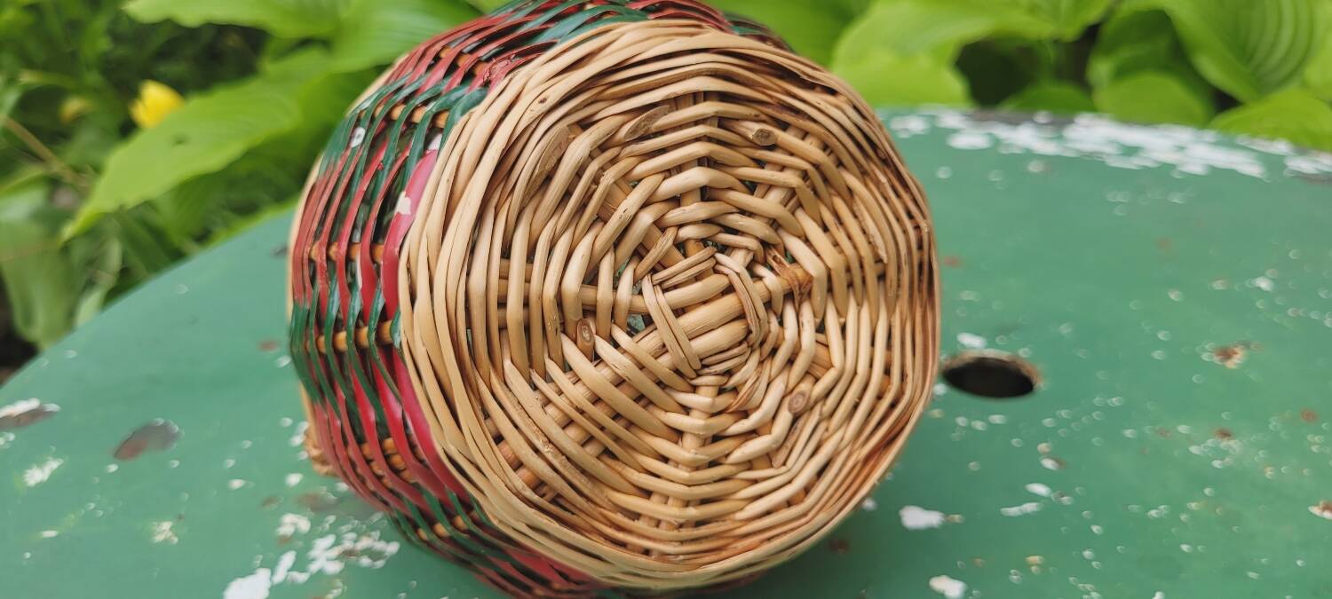 Glass and rattan carafe