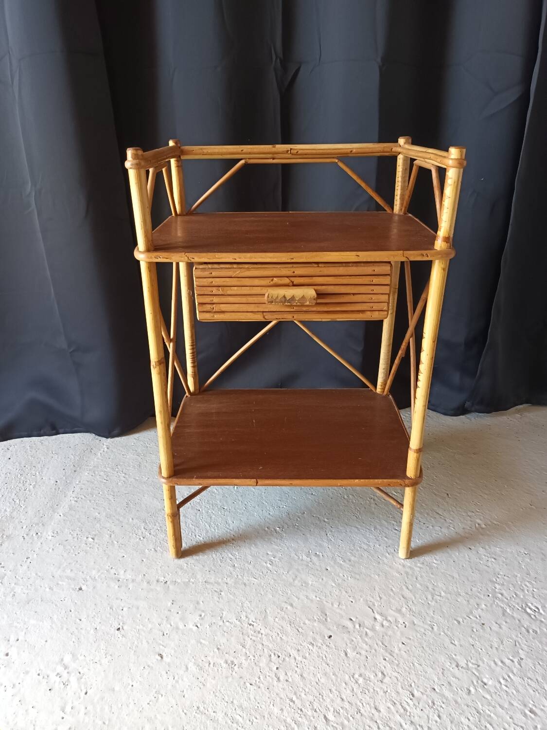 Vintage rattan bedside table
