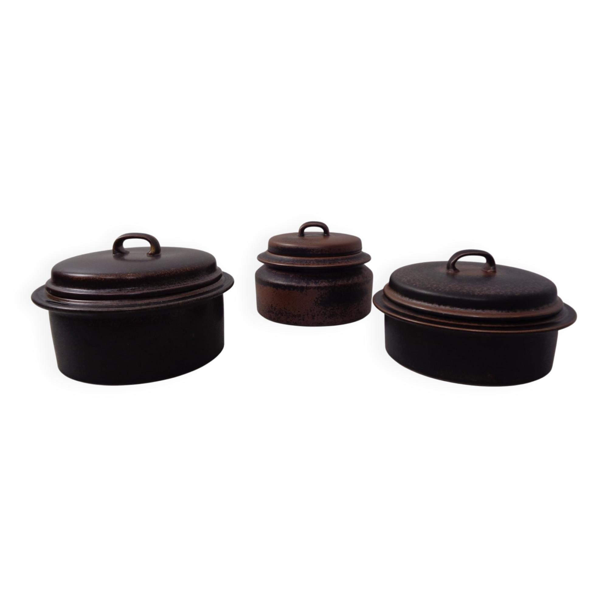 Finnish Ruska Soup Bowls with Lids by Ulla Procope for Arabia, Set of 3, 1960s, Set of 3