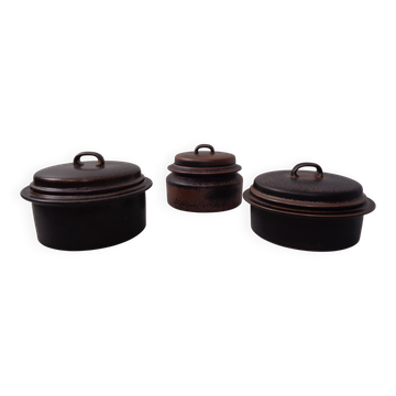 Finnish Ruska Soup Bowls with Lids by Ulla Procope for Arabia, Set of 3, 1960s, Set of 3