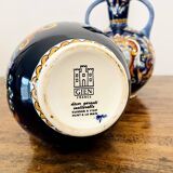 Magnificent Pair of Gien Ceramic Handled Vases, Renaissance Series