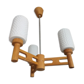Lustre en bois et opaline République Tchèque 1970